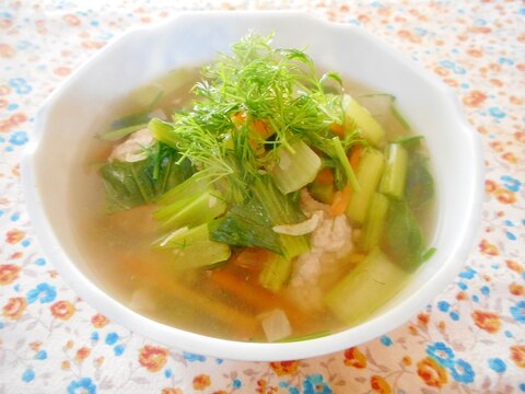 肉団子と小松菜のディル風味スープ